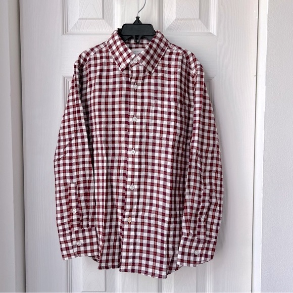 J.CREW CREWCUTS BOYS' CRINKLE COTTON SHIRT IN ORANGE PLAID, Size 8, NWT - Picture 6 of 16